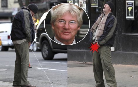 Richard Gere si v roli bezdomovce ulevil uprostřed New Yorku.