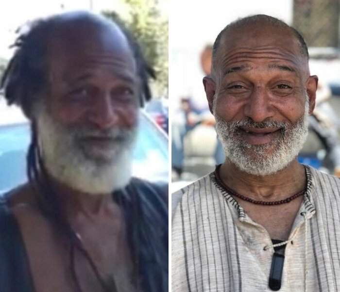 Jedná se o stejné muže? Kadeřník zadarmo stříhá bezdomovce a mění je k nepoznání