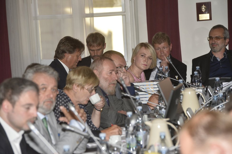 Olomoucký vrchní státní zástupce Ivo Ištan (vzadu vlevo)na jednání bezpečnostního výboru Poslanecké sněmovny 23. června 2016. Vedle Ištvana sedí předseda výboru Roman Váňa (vzadu vpravo). Řešila se reorganizace policie.