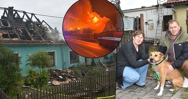 Požár řadových domků v Bezvěrově na Plzeňsku.