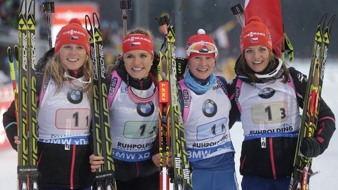 Eva Puskarčíková, Gabriela Soukalová, Veronika Vítková and Jitka Landová