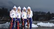 2014. Focení před olympiádou v Soči. Jitka Landová, Eva Puskarčíková , Veronika Vítková, Gabriela Koukalová.