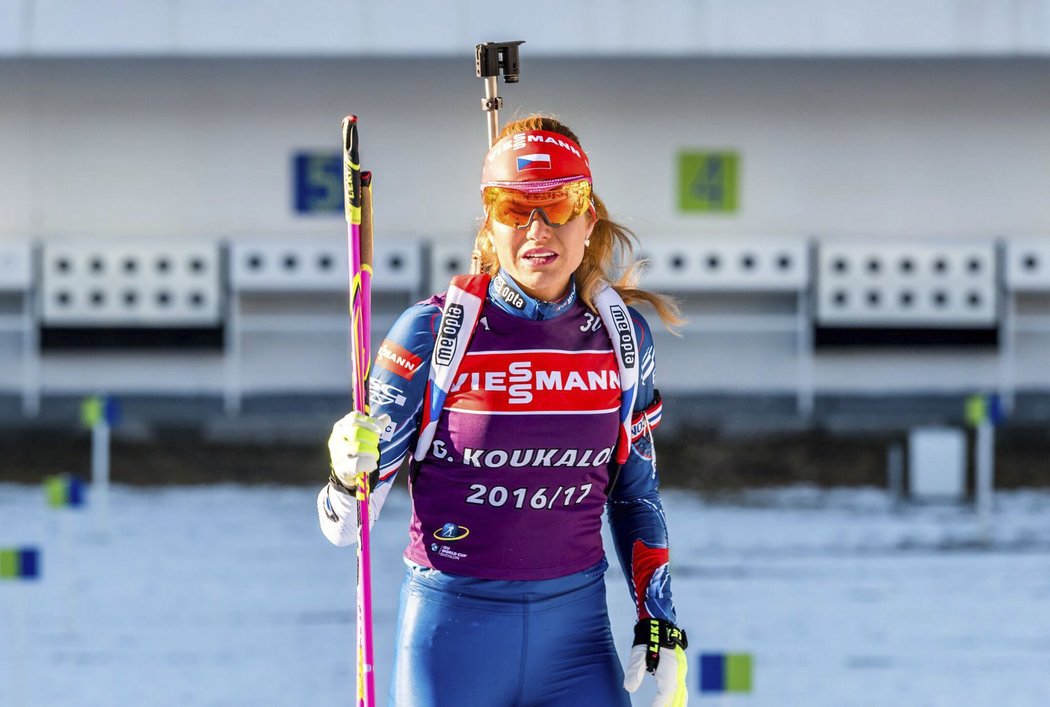 Gabriela Koukalová při tréninku v Pokljuce