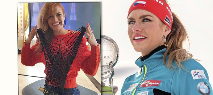 Gabriela Koukalová opět ukázala smysl pro humor, když předvedla část kolekce pro příští olympiádu