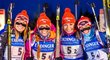 České biatlonistky nenašly ve štafetě konkurenci a slaví první místo