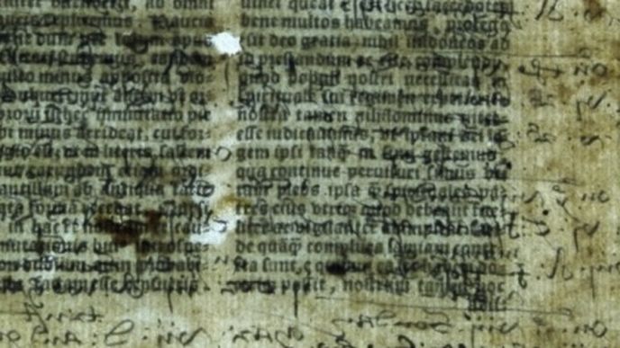 Vpisky v nejstarší tištěné Bibli