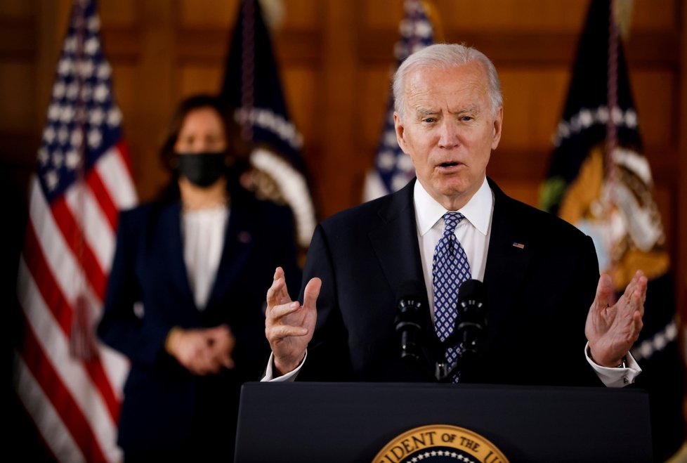 Americký prezident Joe Biden a jeho viceprezidentka Kamala Harrisová (20. 3. 2021)