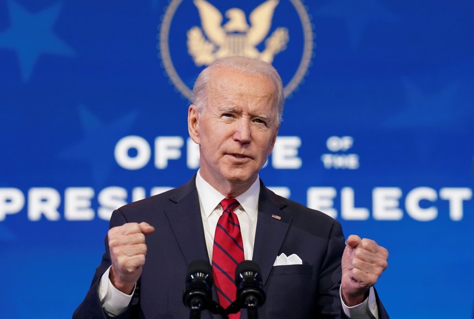 Zvolený americký prezident Joe Biden a tisková konference o očkování proti koronaviru (15. 1. 2021)