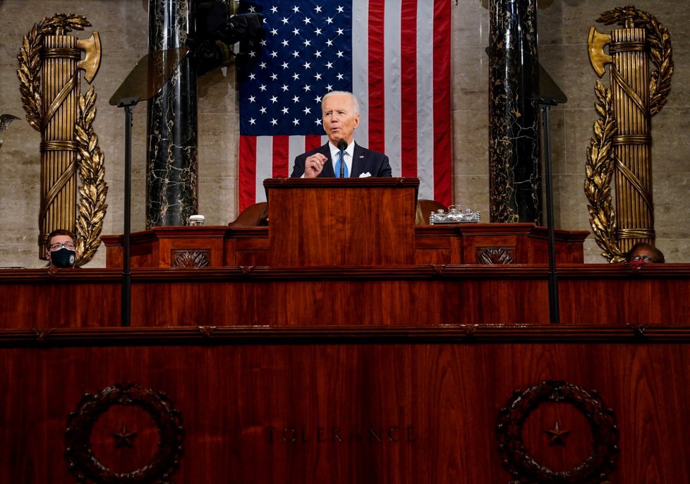 Americký prezident Joe Biden během projevu v kongresu