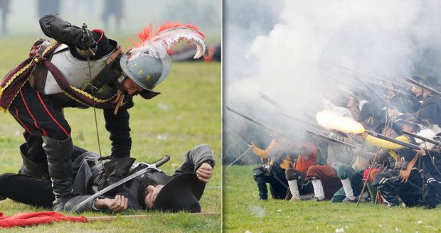 Děla a jezdci na koních dobyli Bílou horu. Dobrovolníci předvedli nejslavnější bitvu třicetileté války