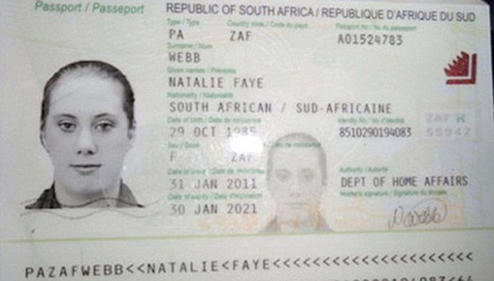 Falešný pas, na který údajně Bílá vdova přicestovala do Keni