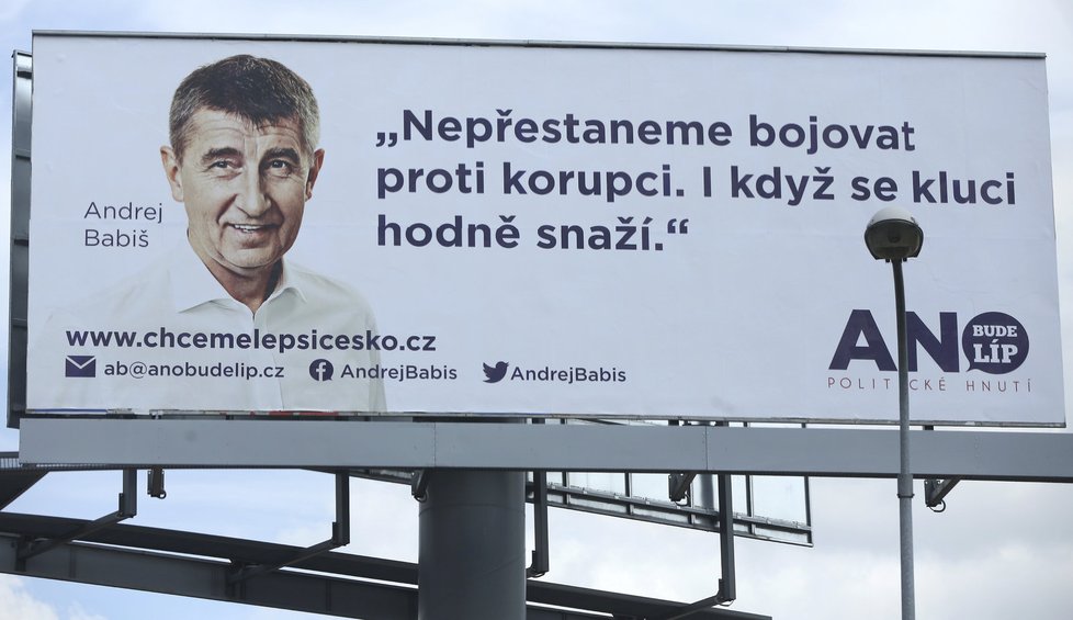 Billboard ANO ke krajským a senátním volbám 2016