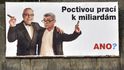 Billboardy útočící na lídra hnutí ANO a podnikatele Andreje Babiše se objevily v Ostravě (říjen 2013).