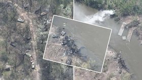 Ukrajinská armáda zničila pontový most před řeku Severní Doněck u Bilohorivky a zničila ruské obrněné vozy.