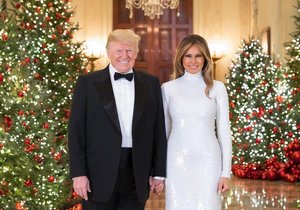 Vánoční portrét prezidenta USA Donalda Trumpa a první dámy Melanie Trumpové