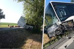 Nehoda auta a autobusu u obce Bílý Újezd