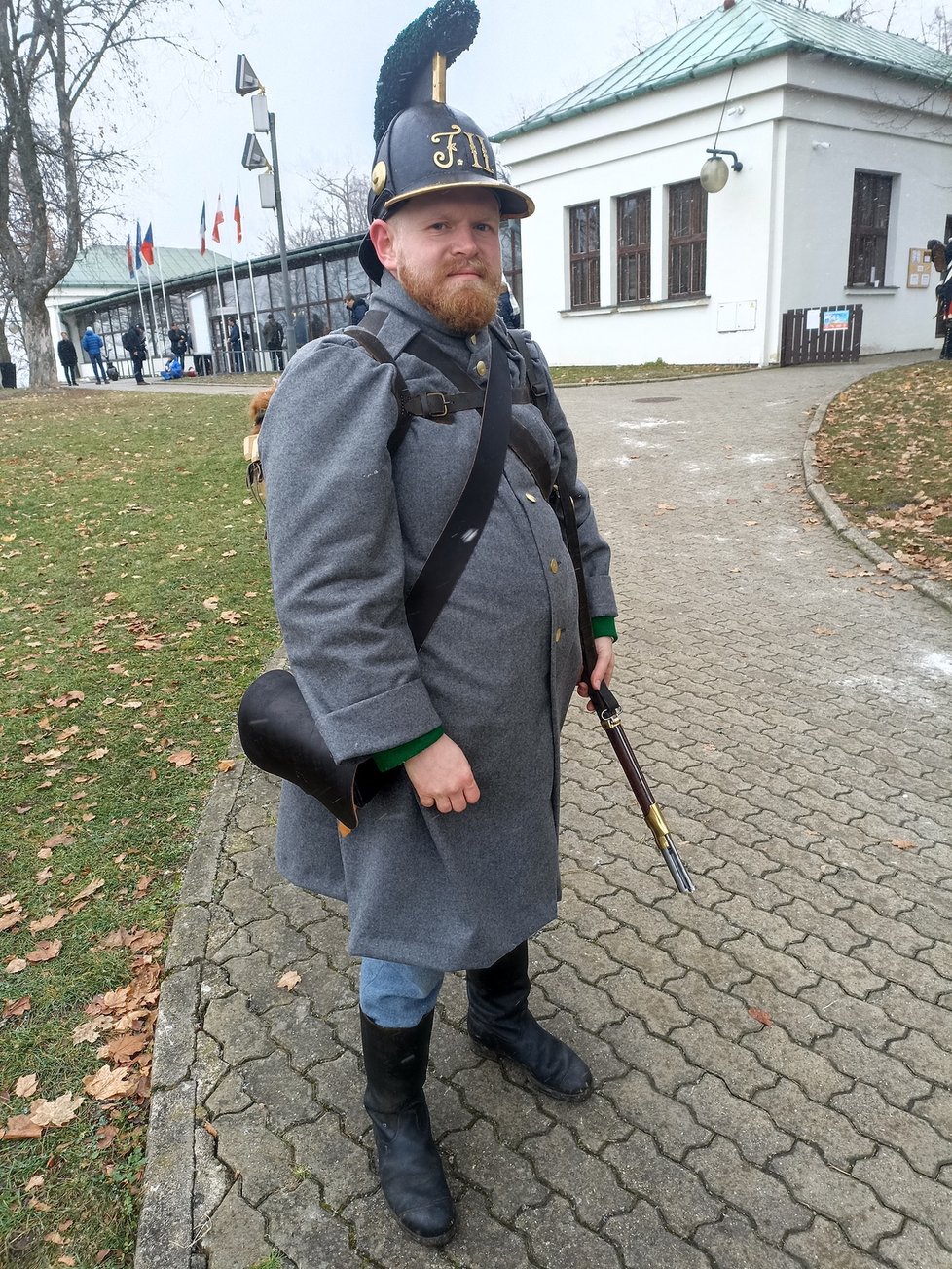 David Cibulka coby rakouský polní myslivec přijel na vzpomínkový akt až z Jičína.