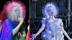 Björk je svými kostýmy pověstná. Poznáte, co má na hlavě tentokrát?