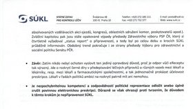 Druhá strana dopisu ředitele SÚKL Zdeňka Blahuty Andreji Babišovi kvůli eReceptu
