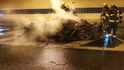 Požár luxusního sportovního vozu lamborghini v tunelovém komplexu Blanka 16. ledna 2020