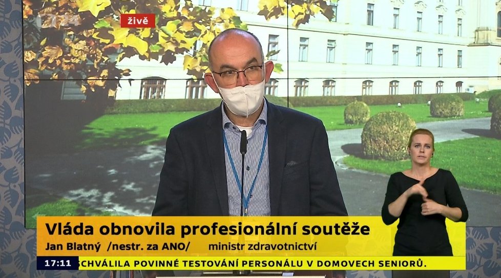 Ministr zdravotnictví Jan Blatný po jednání vlády 2. 11. 2020