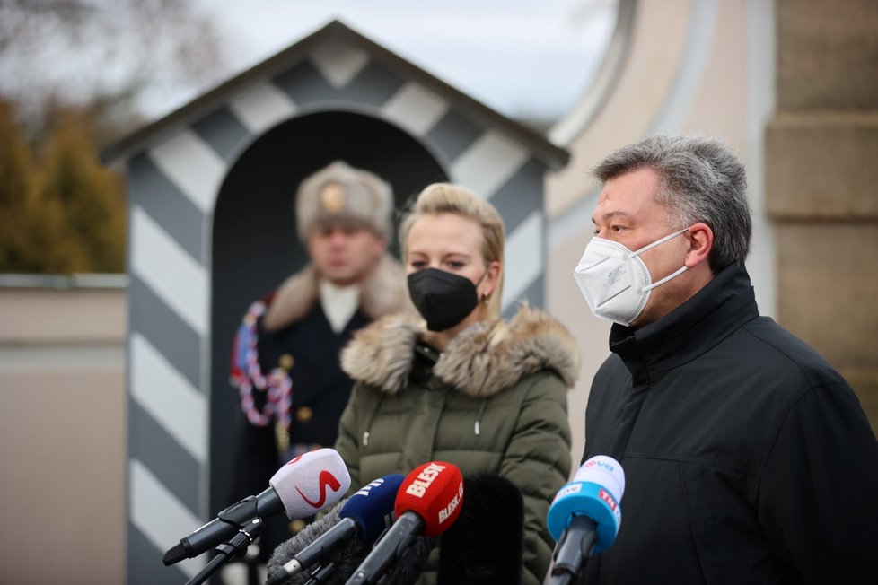 Kandidát na ministra spravedlnosti Pavel Blažek (ODS) po schůzce v Lánech s prezidentem Milošem Zemanem (1. 12. 2021)