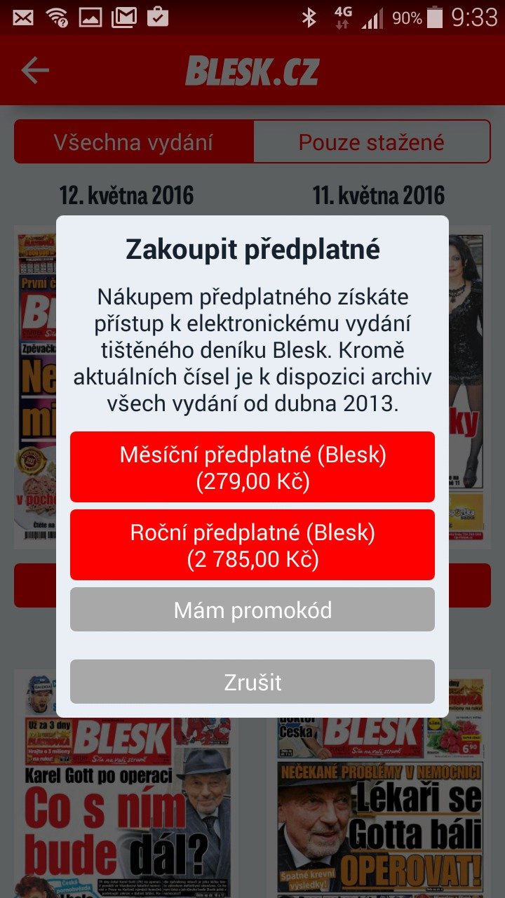 Pokud si zakoupíte předplatné, získáte přístup do archivu deníku Blesk.