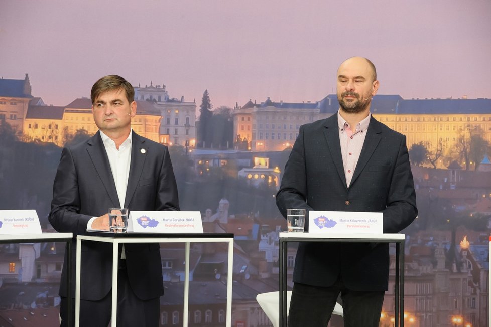 Krajská debata Blesku o dopravě: Zleva Martin Červíček (ODS) a Martin Kolovratník (ANO)