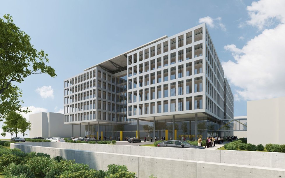 Takhle bude vypadat pavilon centrálního urgentního příjmu v areálu Pardubické nemocnici, který se staví od května a hotov bude v roce 2023