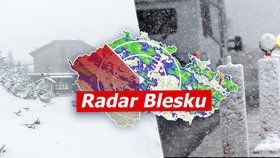 Sledujte příchod deště a sněhu na radaru Blesku.