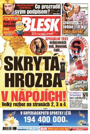 Titulní strana středečního deníku Blesk