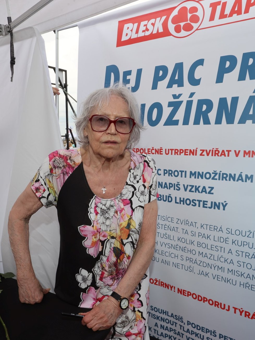 Zpěvačka Marta Kubišová podpořila na festivalu Blesk tlapek boj proti množírnám.