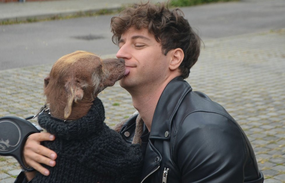 Akci přišel podpořit i herec a moderátor Milan Peroutka se svým psem Hugem, kterého si adoptoval právě z trojského útulku