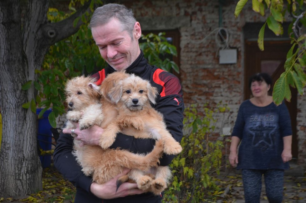 Majitelé psů Daniel Škraban a jeho matka Helena psy postupně vynášeli z domu a předávali je zvířecím záchranářům