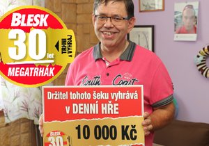 Josef Ret z Pardubic vyhrál 10 tisíc v Megatrháku Blesku.