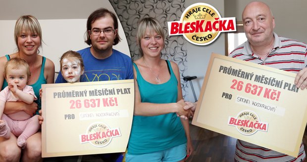 Mladá maminka na mateřské Simona přebrala od zástupce Blesku šek na 26 637 korun!