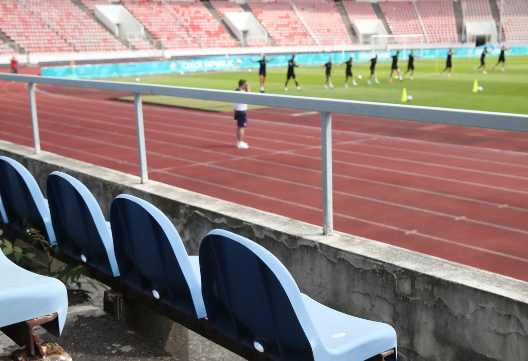 Čeští fotbalisté na tréninku na Strahově před zahájením EURO 2021.