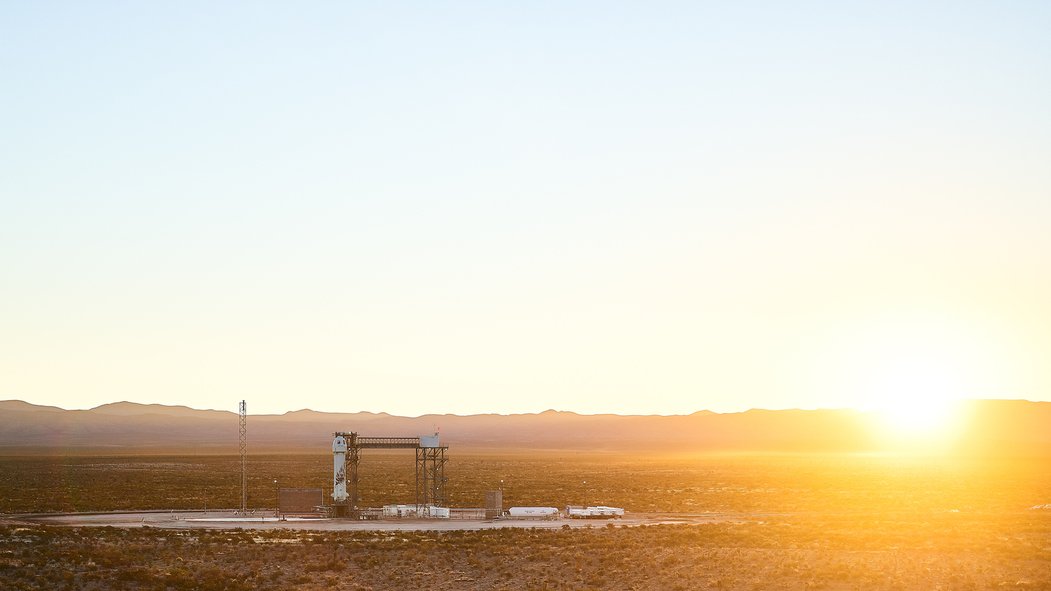 Raketa New Shepard vzlétne ze západotexaské pouště, jihozápadně od města El Paso.
