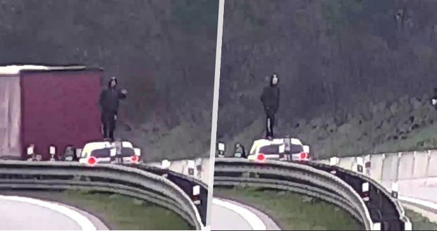 Řidič BMW zastavil na dálnici D1: Vylezl na střechu auta a gestikuloval na ostatní auta