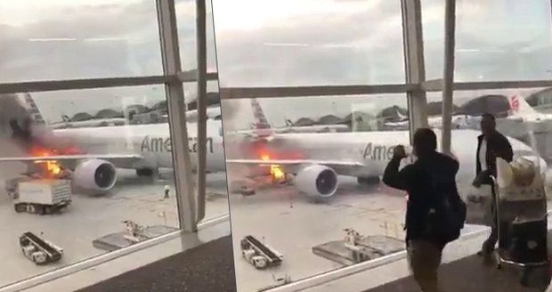 Požár na letišti: Náklad Boeingu 777 zachvátily plameny