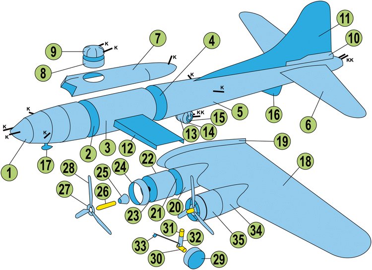 Boeing B-17: Návod na slepení