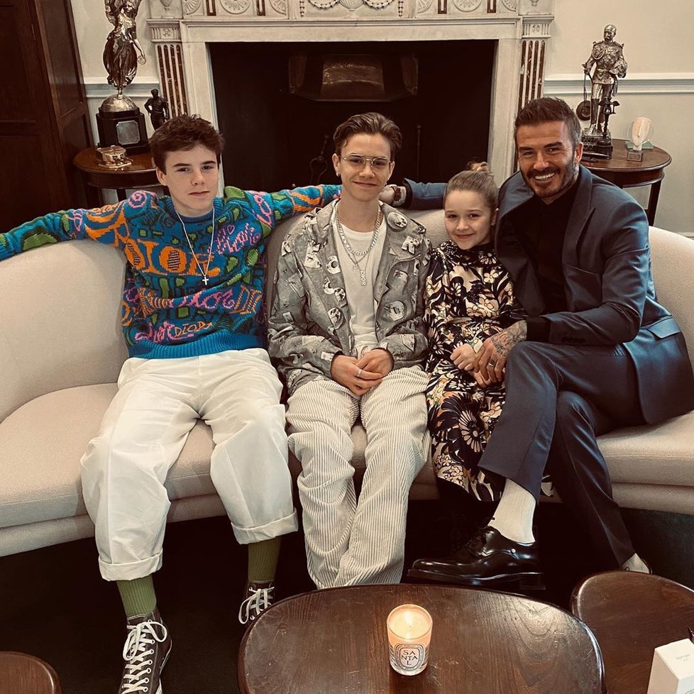 Tři ze čtyř dětí Beckhamových