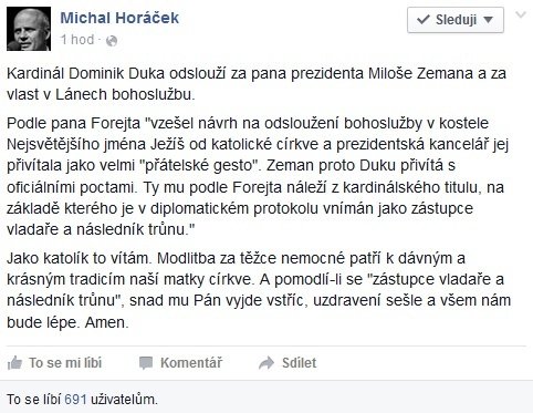 Michal Horáček o Dukově bohoslužbě v Lánech