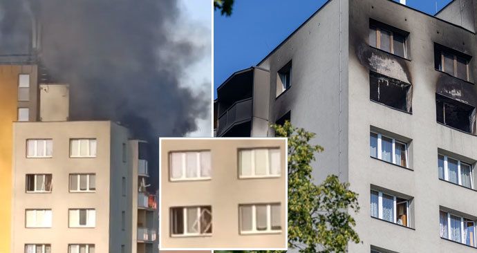 Požár v Bohumíně: Video zachytilo obyvatele domu, jak vysazují okna.