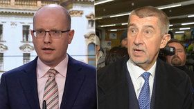 Premiér Bohuslav Sobotka (ČSSD) vs. vicepremiér Andrej Babiš (ANO)