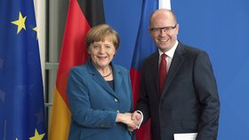 Premiér Bohuslav Sobotka s německou kancléřkou Angelou Merkel