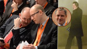 Staronový šéf ČSSD Sobotka se nechal slyšet, že preferuje dva spolustraníky do čela ČSSD: Michala Haška (vlevo) a Jiřího Dienstbiera (vpravo při návratu z nočního dýchánku)