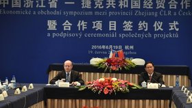 Sobotka v Číně: Jednání o spolupráci s provincií Če-ťiang