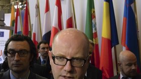 Premiér Bohuslav Sobotka (ČSSD) na summitu EU-Turecko v Bruselu 7. března 2016