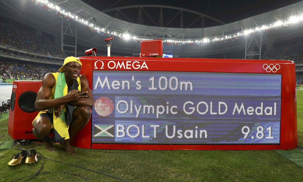 Sprinter Usain Bolt a jeho vítězný čas